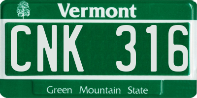 VT license plate CNK316