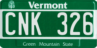 VT license plate CNK326