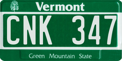 VT license plate CNK347