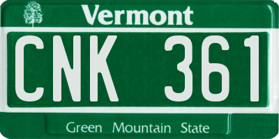 VT license plate CNK361