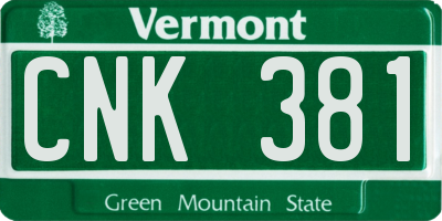 VT license plate CNK381