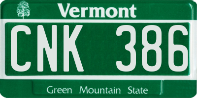 VT license plate CNK386