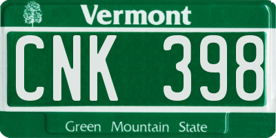 VT license plate CNK398