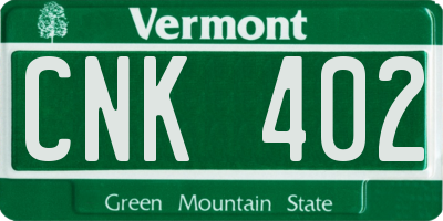 VT license plate CNK402