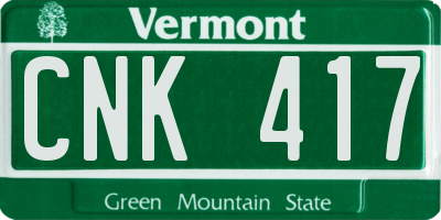 VT license plate CNK417