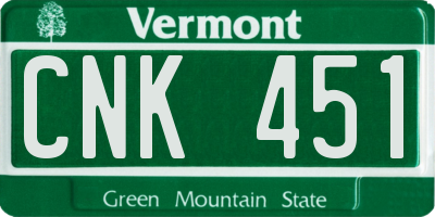 VT license plate CNK451