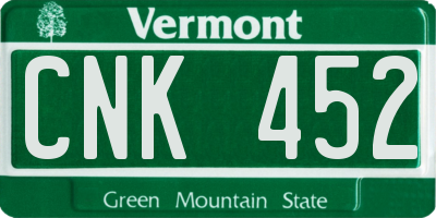 VT license plate CNK452