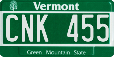 VT license plate CNK455