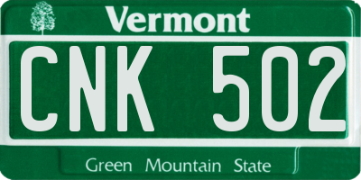 VT license plate CNK502