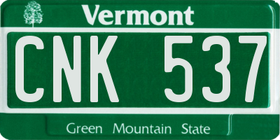 VT license plate CNK537