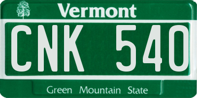 VT license plate CNK540