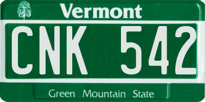 VT license plate CNK542