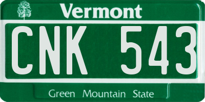 VT license plate CNK543