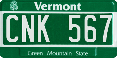 VT license plate CNK567