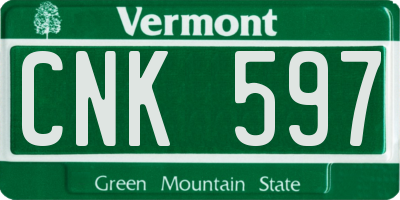 VT license plate CNK597
