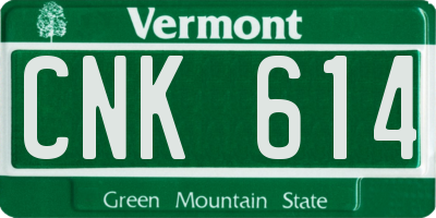 VT license plate CNK614