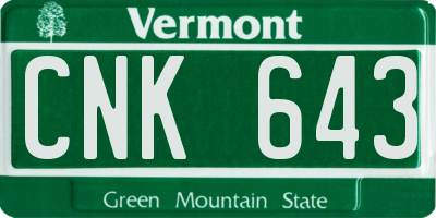 VT license plate CNK643