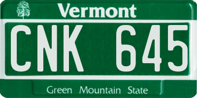 VT license plate CNK645