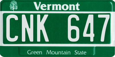 VT license plate CNK647