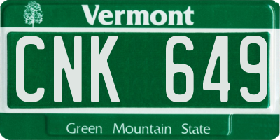 VT license plate CNK649