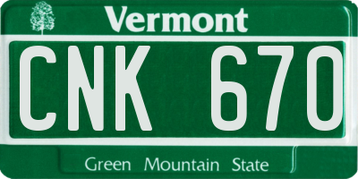 VT license plate CNK670