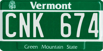 VT license plate CNK674
