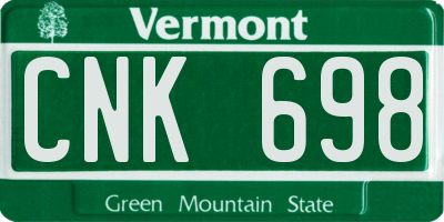 VT license plate CNK698