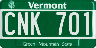VT license plate CNK701