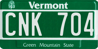 VT license plate CNK704