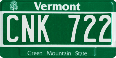 VT license plate CNK722