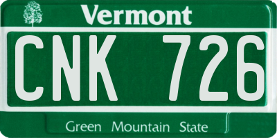 VT license plate CNK726