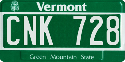 VT license plate CNK728