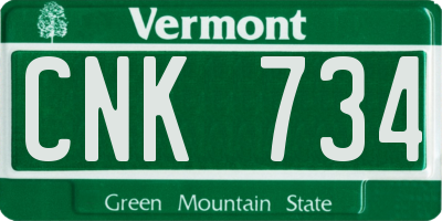 VT license plate CNK734
