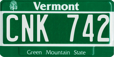 VT license plate CNK742