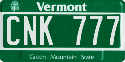 VT license plate CNK777