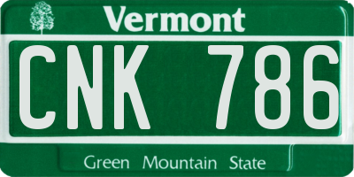 VT license plate CNK786