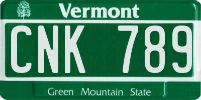VT license plate CNK789