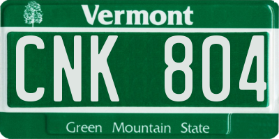 VT license plate CNK804