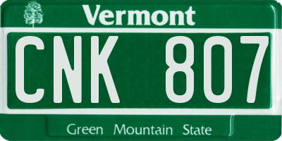 VT license plate CNK807