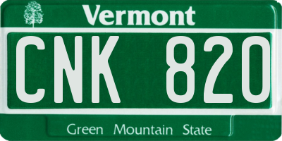 VT license plate CNK820