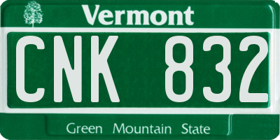 VT license plate CNK832