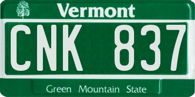VT license plate CNK837