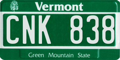VT license plate CNK838