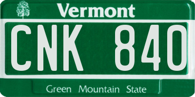 VT license plate CNK840
