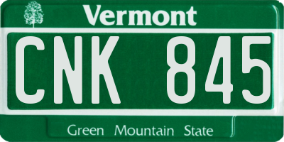 VT license plate CNK845