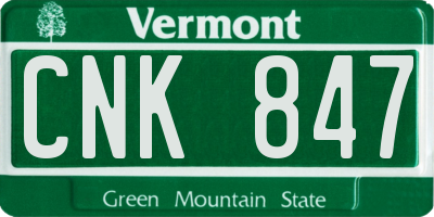 VT license plate CNK847