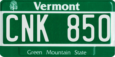 VT license plate CNK850