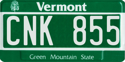 VT license plate CNK855