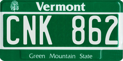 VT license plate CNK862