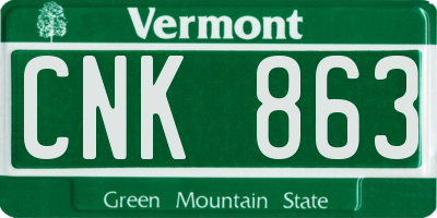 VT license plate CNK863